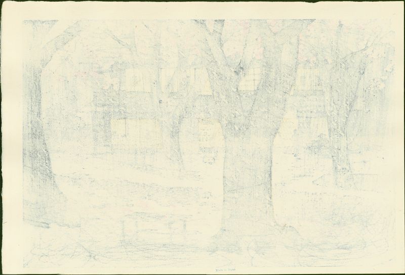 Shiro Kasamatsu Woodblock Print - Cherry Blossom Shower 1939 SOLD (L)