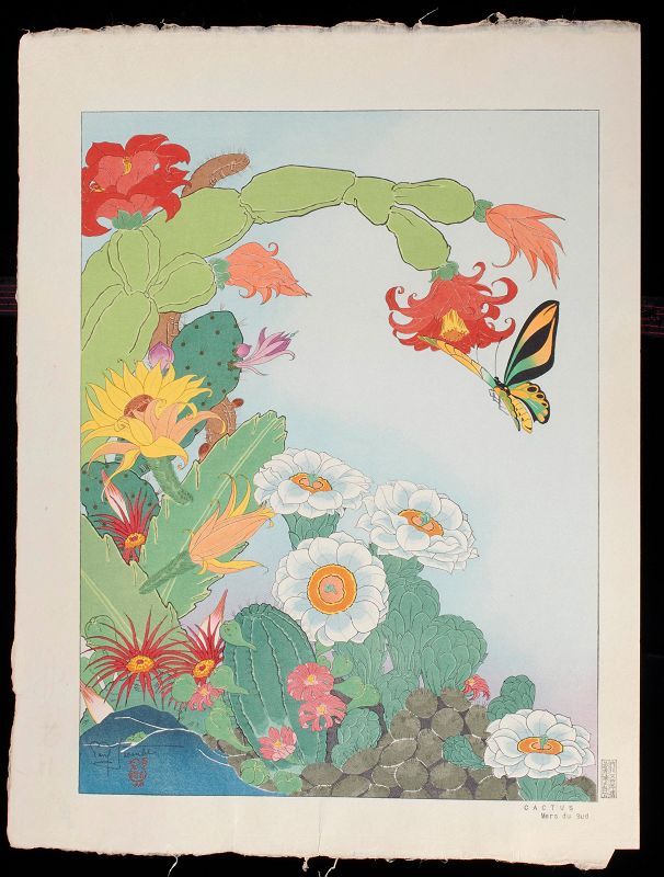 Paul Jacoulet Japanese Woodblock Print - Cactus, South Seas  RARE SOLD