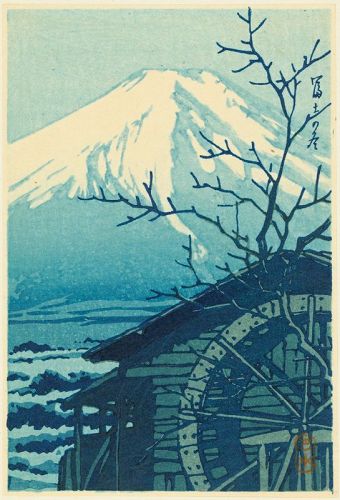 Hasui Kawase Japanese Woodblock Print - Mount Fuji in Winter SOLD