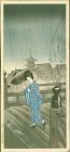 Nishimura Hodo Japanese Woodblock Print - Summer Rain - Rare