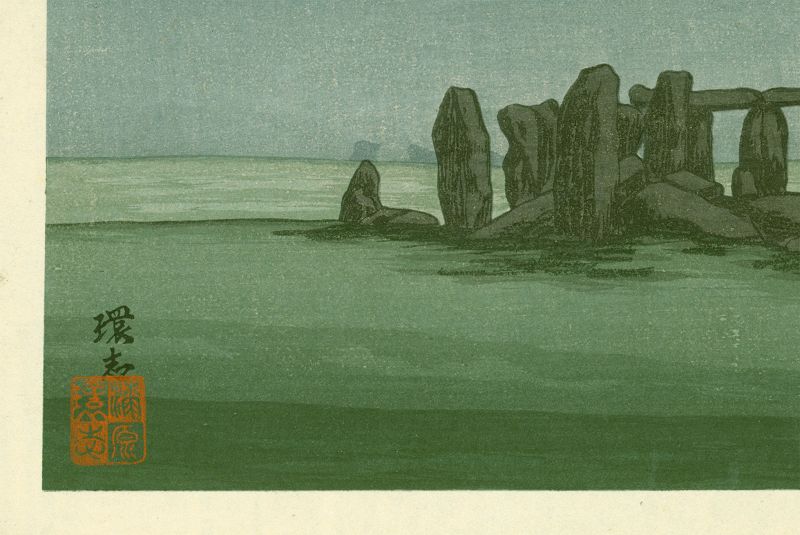 Yoshijiro Urushibara Woodblock Print -Stonehenge Moonlight  Rare SOLD