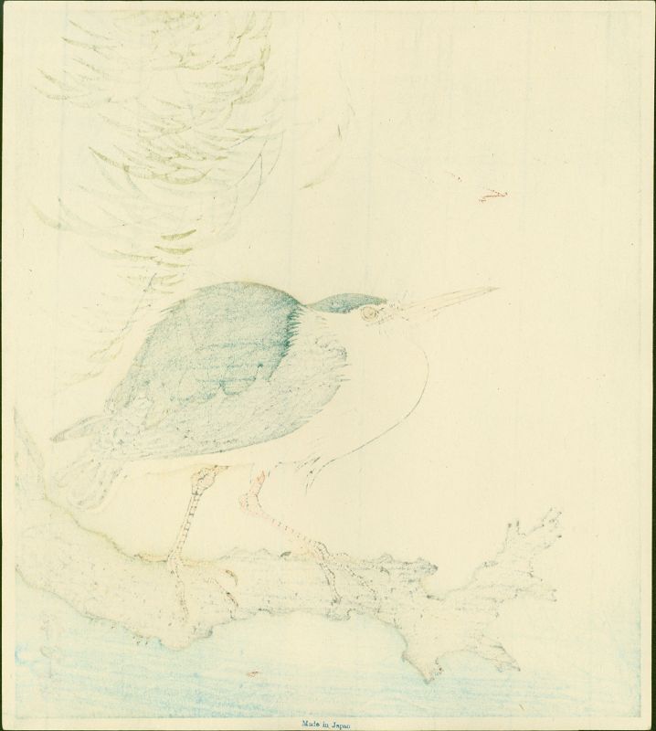 Ohara Koson (Shoson) Woodblock Print - Night Heron in Rain SOLD