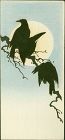 Shoda Koho Japanese Woodblock Print - Three Crows and Moon SOLD