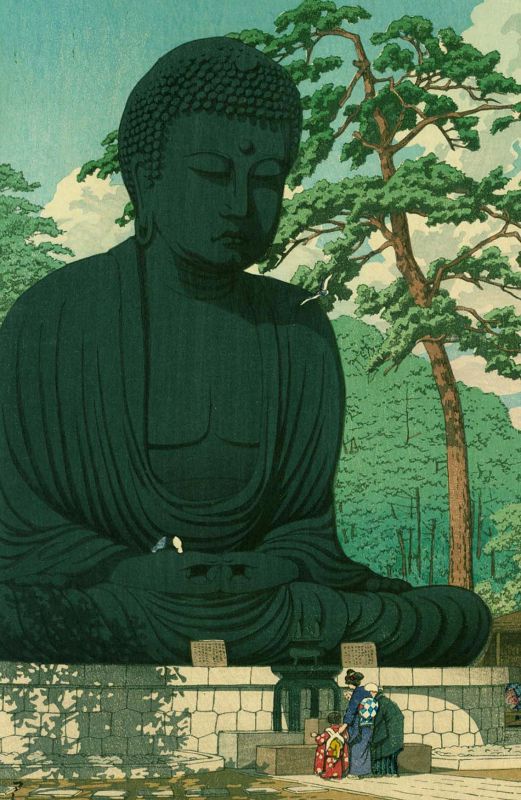 Kawase Hasui Japanese Woodblock Print - Great Buddha Kamakura SOLD