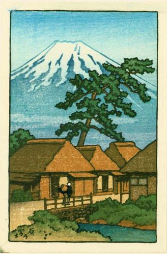 Kawase Hasui (attributed) Japanese Woodblock Print -Mt. Fuji From Hara