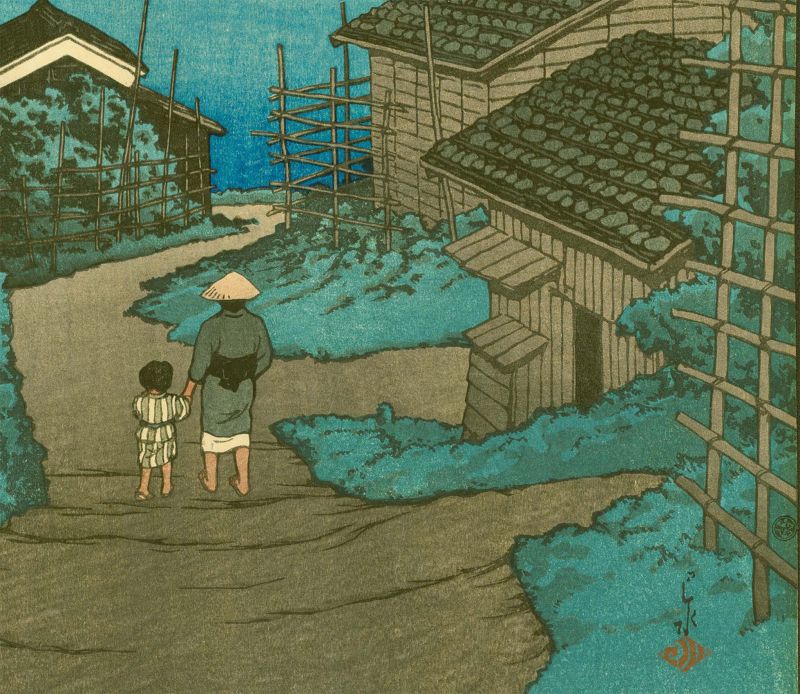 Hasui Pre-Earthquake Woodblock Print - Kamoson Village 1921 SOLD