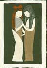 Kaoru Kawano Japanese Woodblock Print - Two Girls