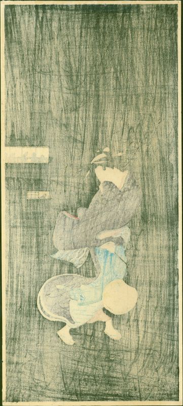 Takahashi Shotei Japanese Woodblock Print - Cold Winter Wind