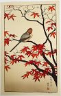 Toshi Yoshida Japanese Woodblock Print - Bird in Autumn