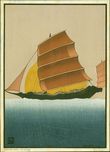 Lilian Miller Japanese Woodblock Print - HongKong Junk - First edition