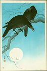 Ohara Shoson (Koson) Woodblock Print - Crows in Moonlight SOLD