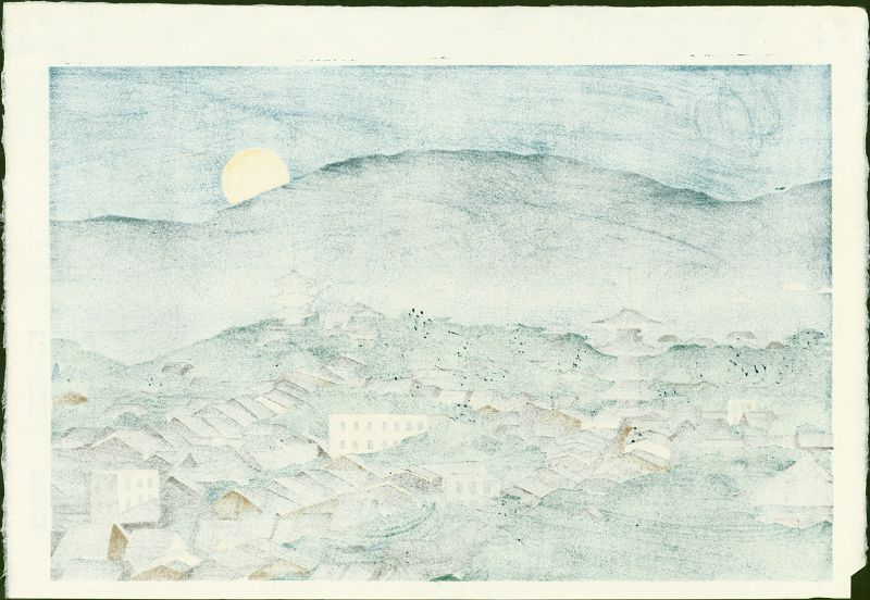 Koichi Okumura Japanese Woodblock Print -Panoramic View of Mt. Higashi