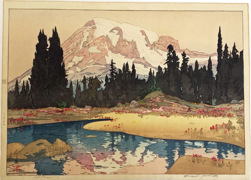 Hiroshi Yoshida Japanese Woodblock Print - Mt. Rainier SOLD