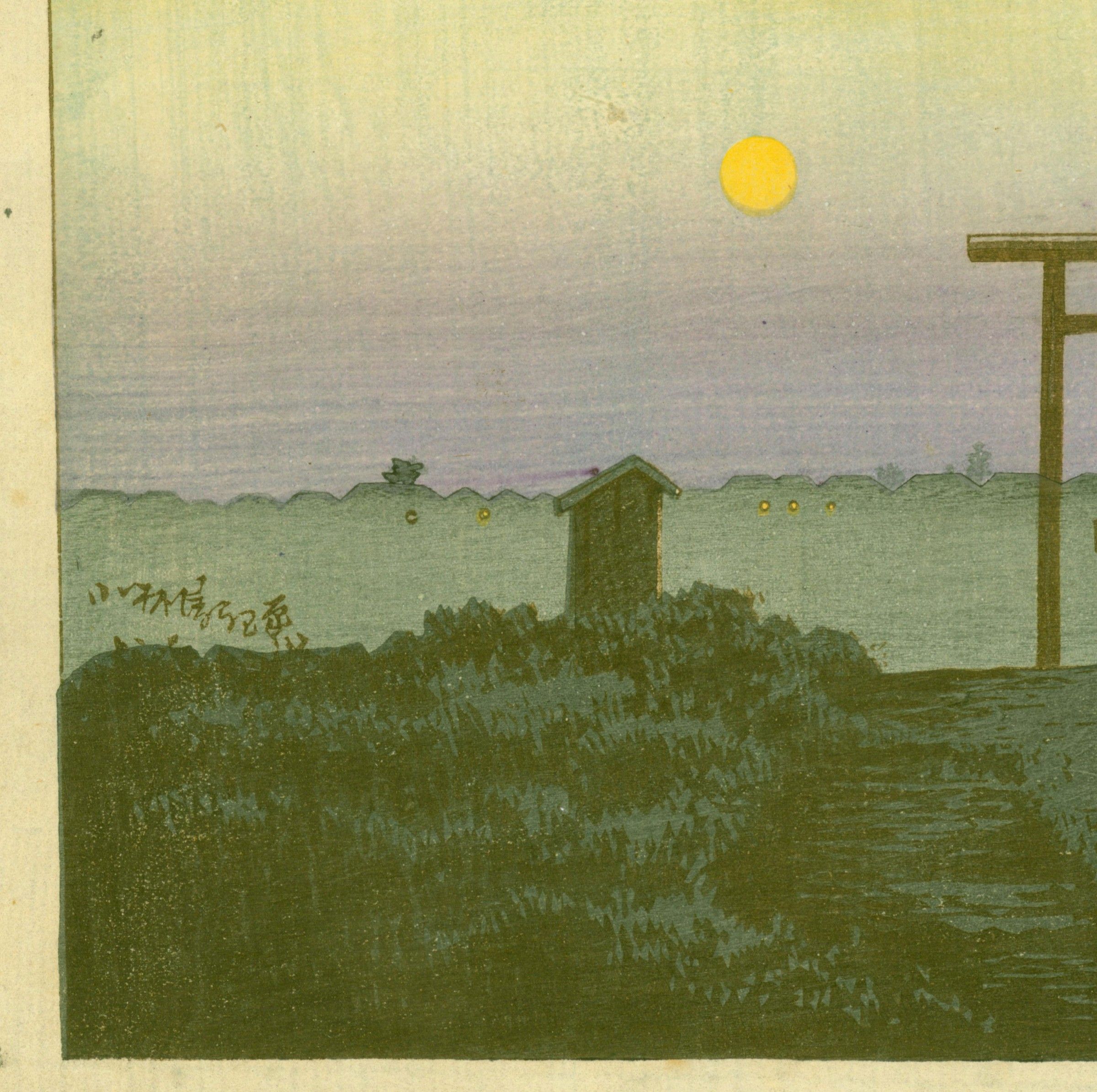 Kobayashi Kiyochika Japanese Woodblock Print - Taro Inari Shrine 1879