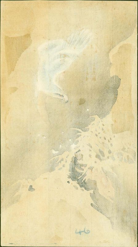 Ohara Koson Japanese Woodblock Print - Goshawk and Rabbit - Very Early