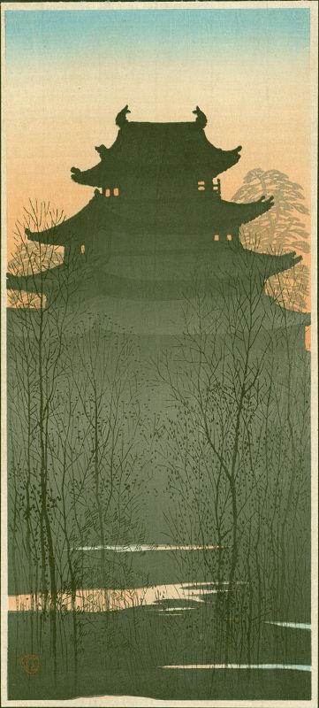 Uehara Konen Japanese Woodblock Print - Hirosaki Castle SOLD