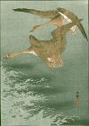 Ohara Koson Japanese Woodblock Print - Wild Geese Over The Sea 1910