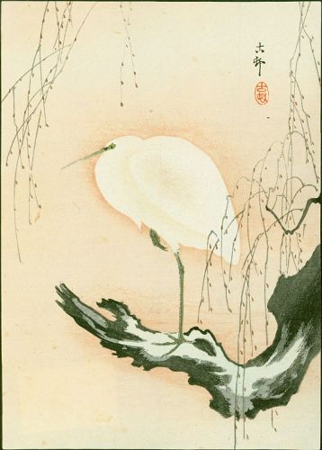 Ohara Koson Woodblock Print - Egret on a Willow Tree - 1910 SOLD