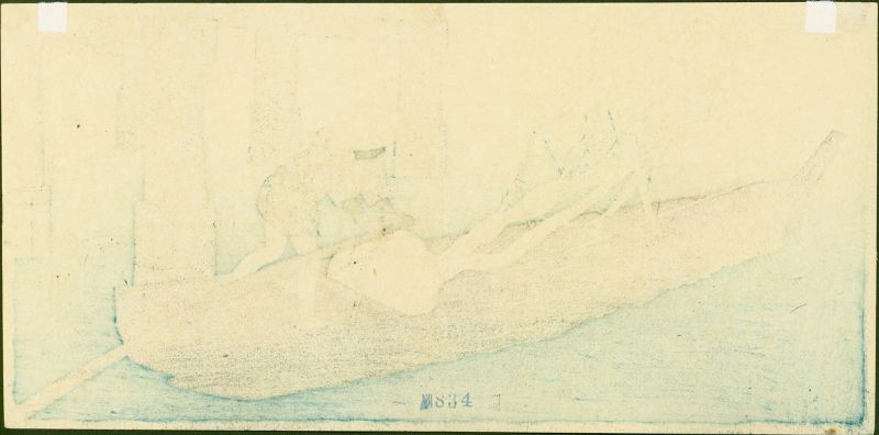 Shotei Japanese Woodblock Print- Plum Tree in Boat Pre-1923 Earthquake