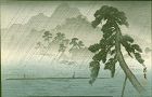 Yamamoto Shoun  Woodblock Print - Rain on a Lake - 1910 SOLD