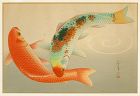 Ohno Bakufu Woodblock Print -Brocade Carp -Higoi -Familiar Fishes Rare