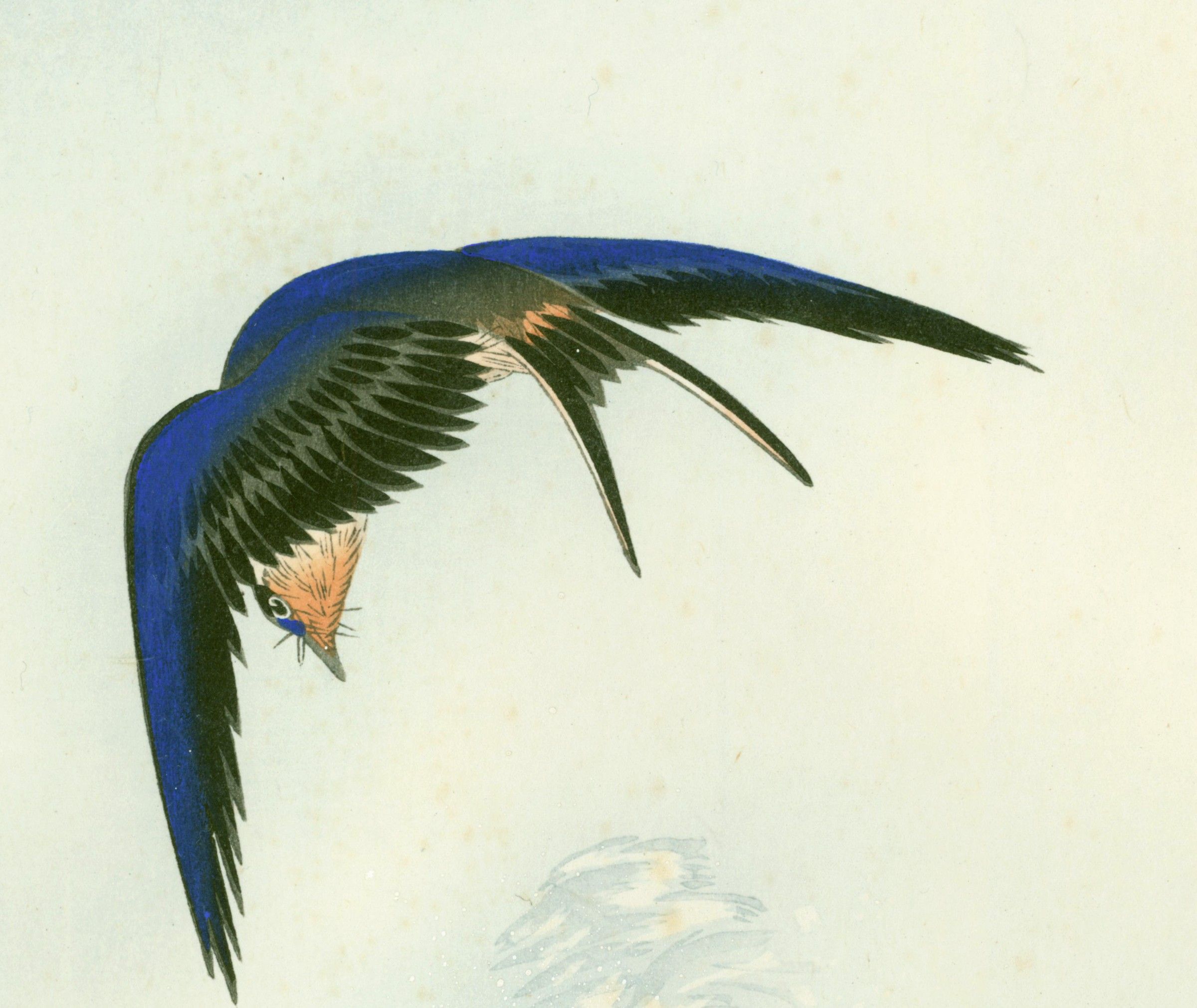 Ohara Koson Japanese Woodblock Print - Swallow Over Waves SOLD