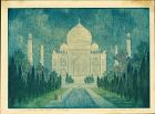Charles Bartlett Etching w/Watercolor -Taj Mahal "Pearl of the Orient"