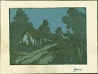 Andrew Kay Womrath Woodblock Print - Cottage and Lane at Night (2)
