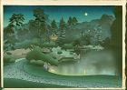 Ohno Bakufu Japanese Woodblock Print - Teahouse in Moonlight SOLD