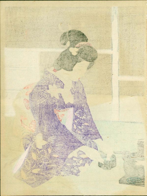 Ito Shinsui Japanese Woodblock Print - Preparing Tea