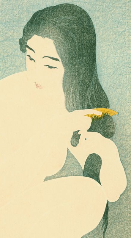Torii Kotondo Woodblock Print - Combing Hair Bath - Ed. 119/300 SOLD
