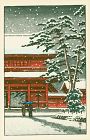 Kawase Hasui Japanese Woodblock Print - Zojoji Temple in Snow SOLD