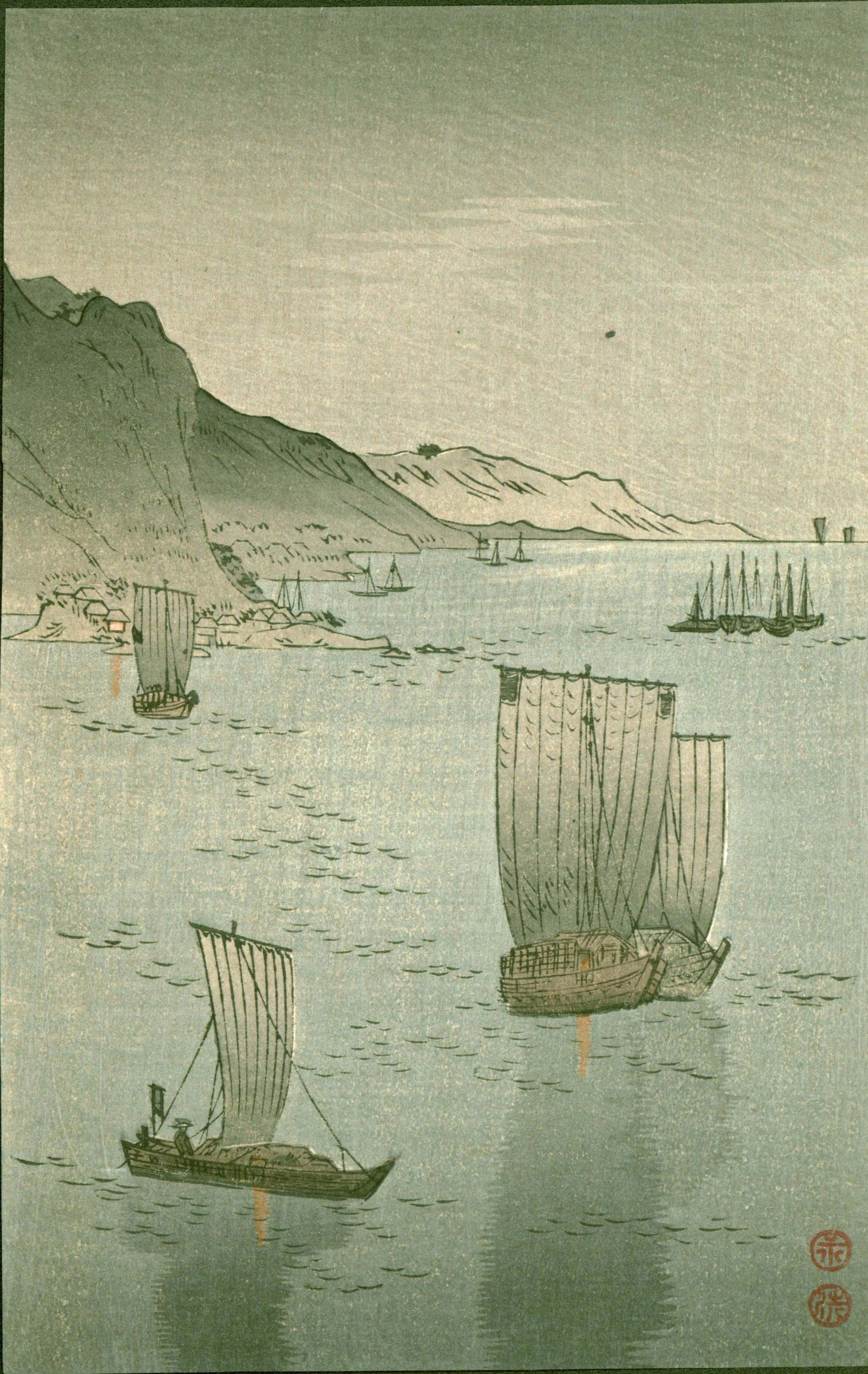 Tomioka Eisen Woodblock Print - Honmoku - 1910 Matsumoto SOLD