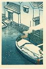 Kawase Hasui Japanese Woodblock Print - Snow at Kashi SOLD