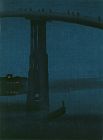 Eijiro Woodblock Print -High Bridge at Night -James Whistler  SOLD