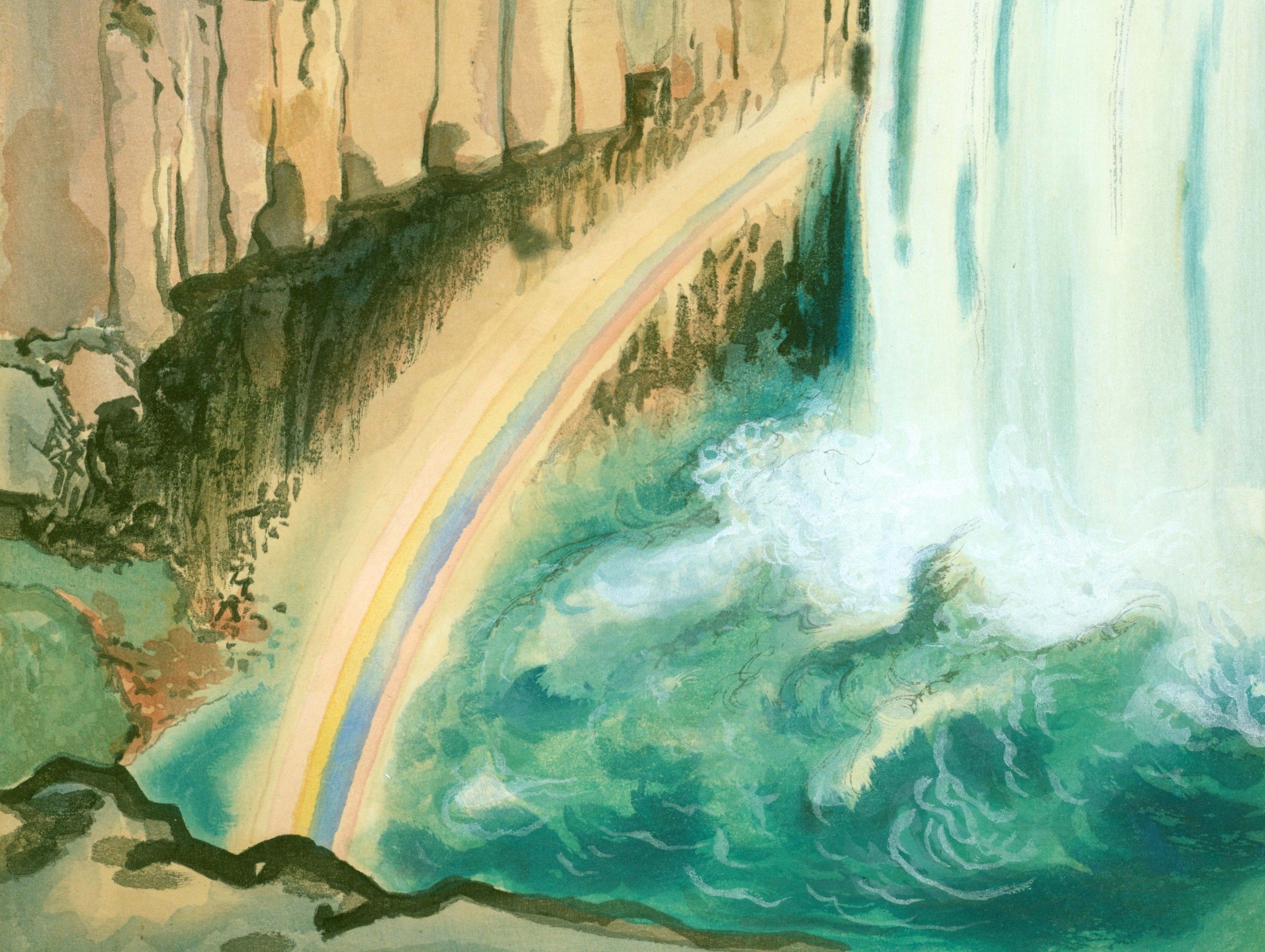 Chiura Obata Woodblock Print -Rainbow Falls, Inyo Natlonal Forest SOLD