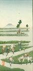 Tani Buncho Japanese Woodblock Print - Country Road & Ricefields SOLD
