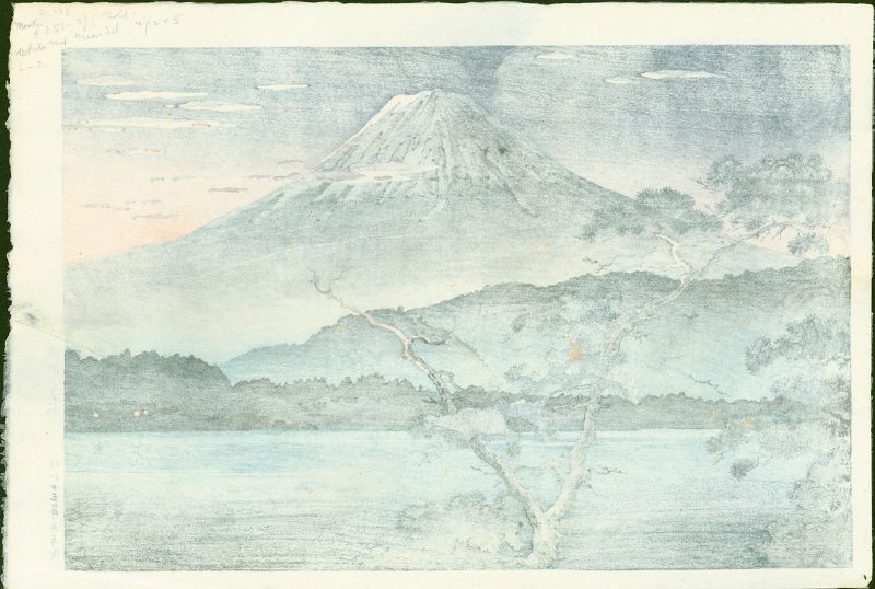 Tsuchiya Koitsu Japanese Woodblock Print - Mt. Fuji From Lake Sai SOLD