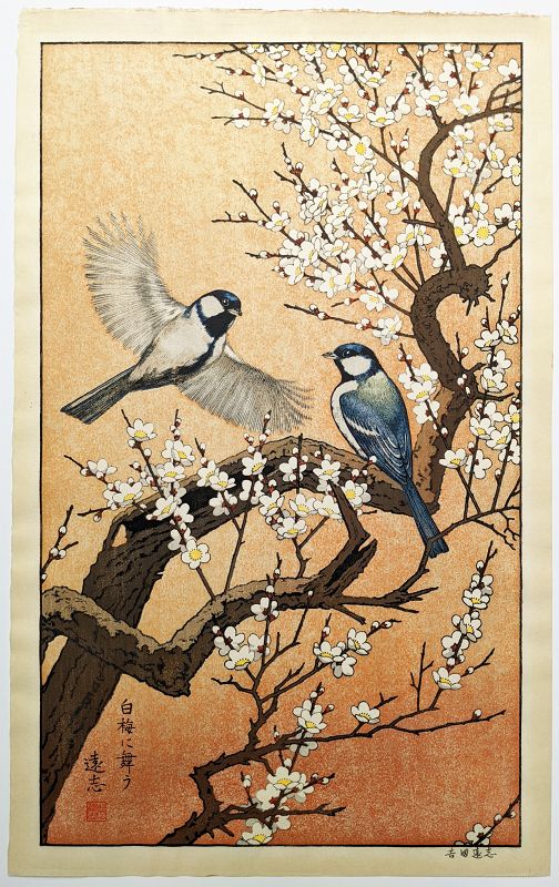 Toshi Yoshida Japanese Woodblock Print- Birds of Seasons - Spring SOLD