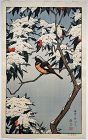 Toshi Yoshida Japanese Woodblock Print- Birds of Seasons - Winter SOLD