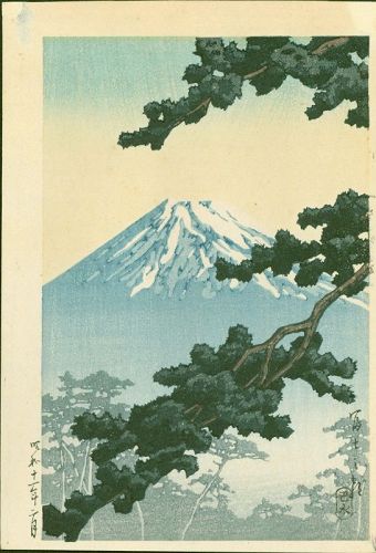 Hasui Kawase Japanese Woodblock Print - Sacred Mount Fuji 1936