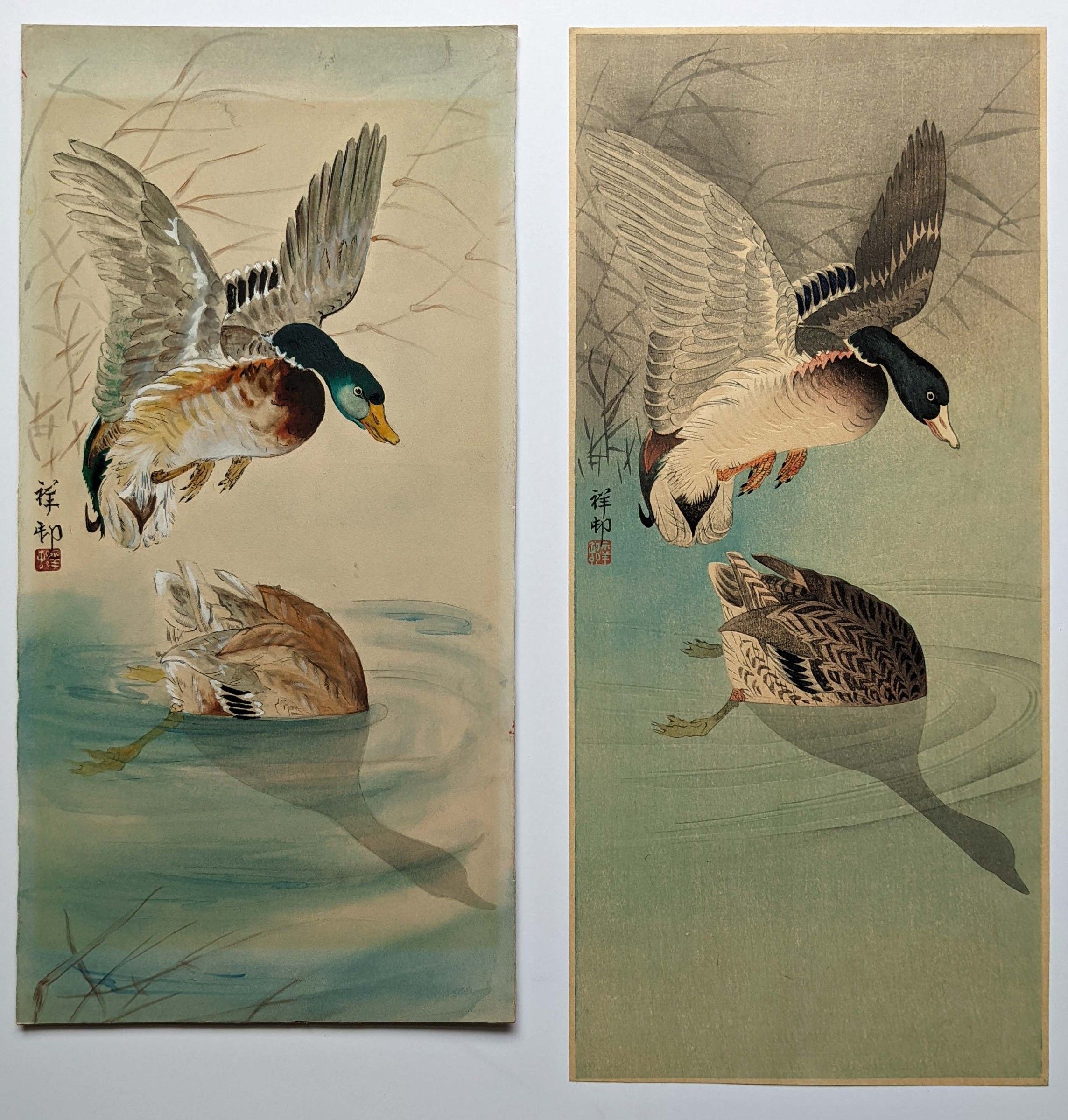 Koson (Shoson) Japanese Watercolor &amp; Woodblock Print - Wild Ducks SOLD