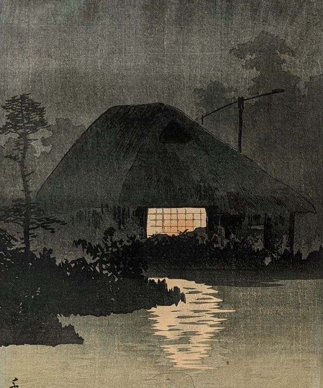 Shotei Japanese Woodblock Print - Senzoku Pond - Pre-Earthquake RARE