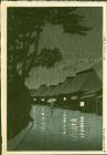 Kawase Hasui Japanese Woodblock Print - Rain in Maekawa, Soshu SOLD