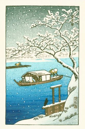 Tomoe Japanese Woodblock Print - Sumida River in Snow