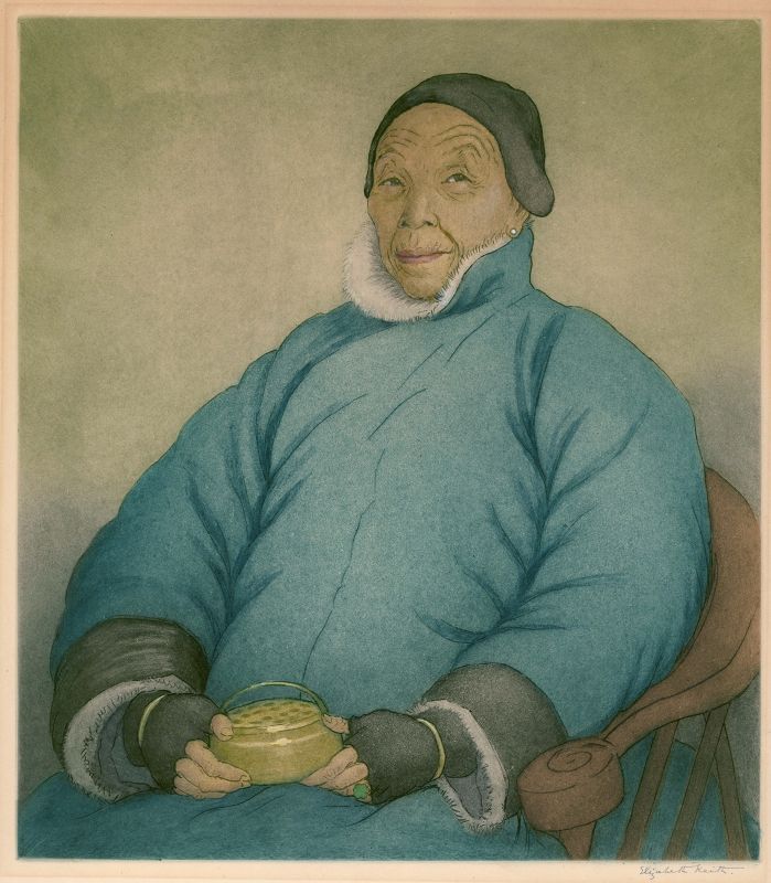 Elizabeth Keith Colored Etching - Chinese Matriarch, Soochow 1934 SOLD