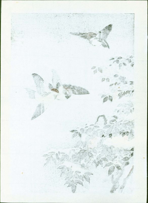 Tsuchiya Koitsu Japanese Woodblock Print - Sparrows