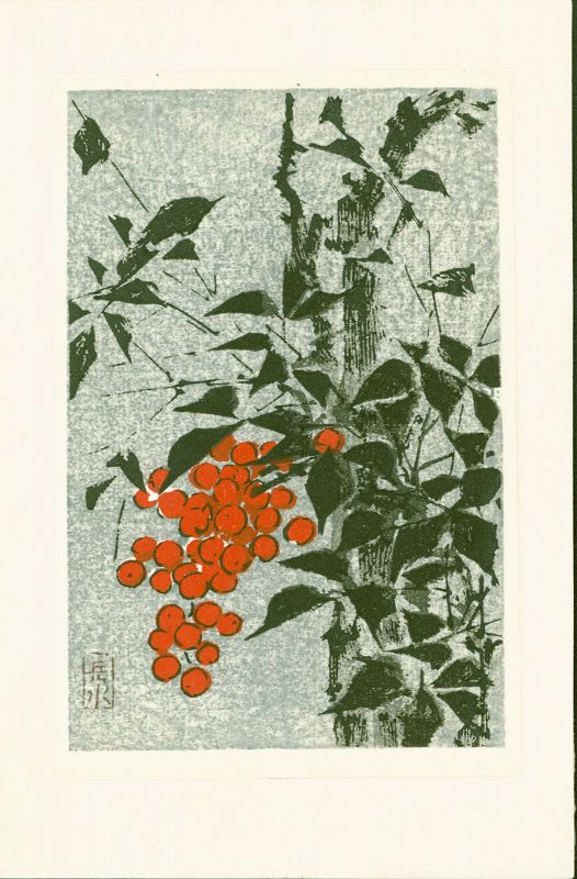 Ide Gakusui Japanese Woodblock Print - Berries