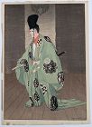 Elizabeth Keith Japanese Woodblock Print - Shigeyama in Green Costume