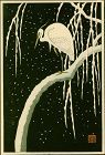 Ohara Koson (Shoson) Woodblock Print - Egret on Snowy Branch SOLD